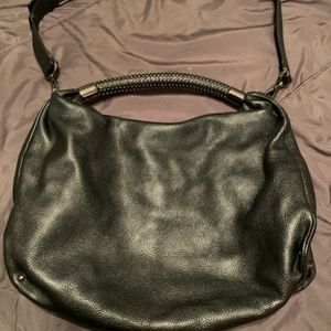 Black pebble leather Kenneth Cole leather hobo bag